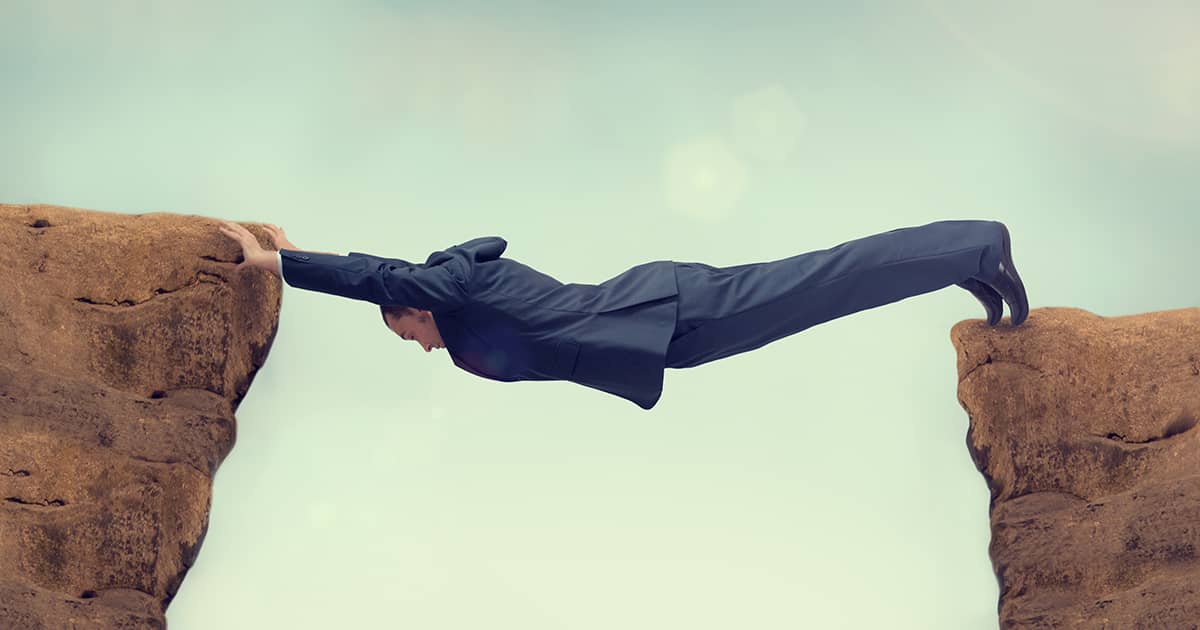 Over stretched business man